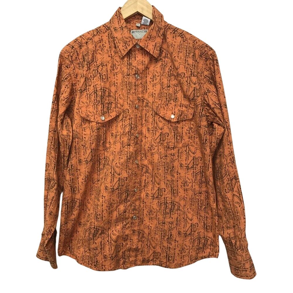 Ransom Ranch Top Womens Medium Orange Black
